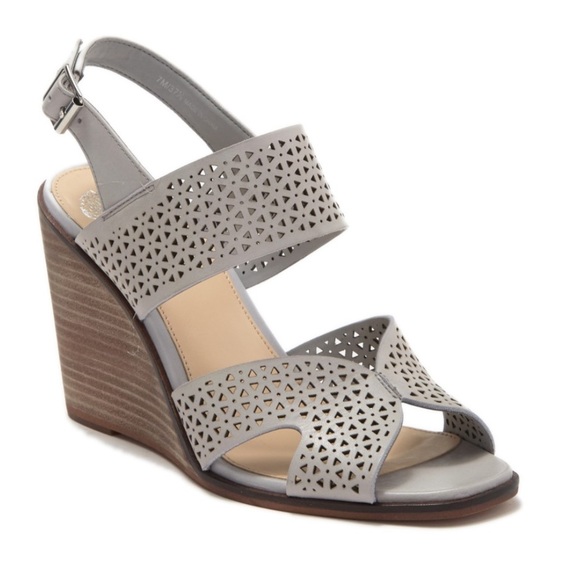 Vince Camuto Ankle Strap Wedges open toe leather cushioned footbed women size 9 - Picture 1 of 7